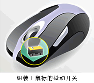 组装于鼠标的微动开关