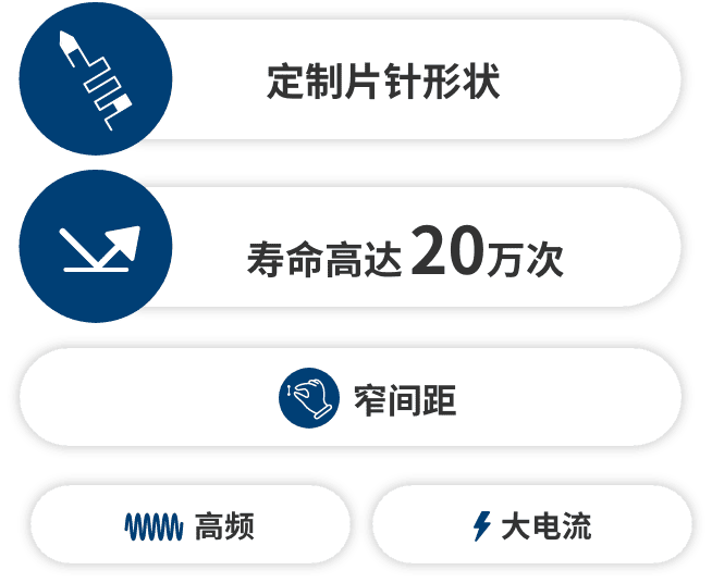 定制片针形状 寿命高达20万次 窄间距 高频 大电流